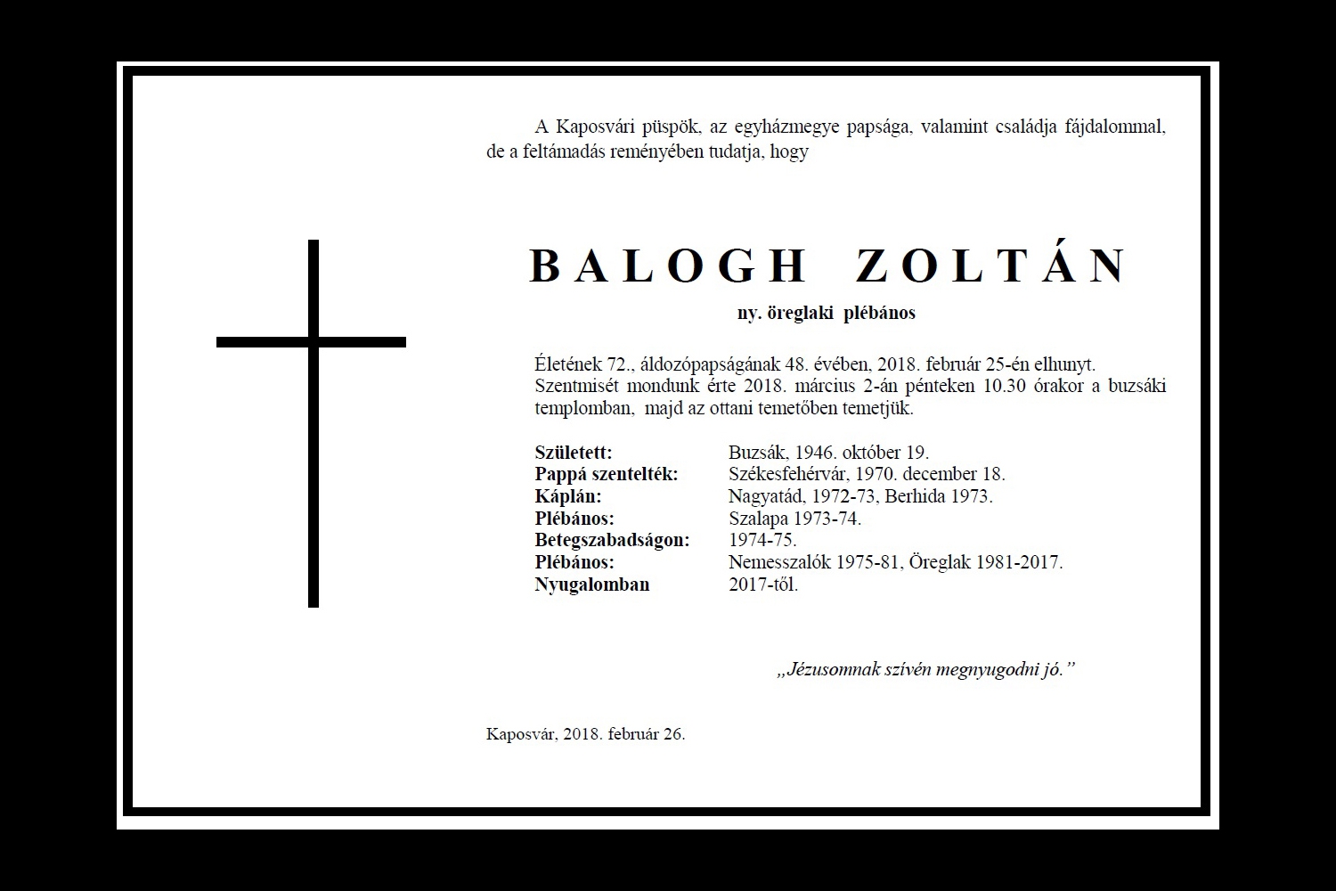 Elhunyt Balogh Zoltán